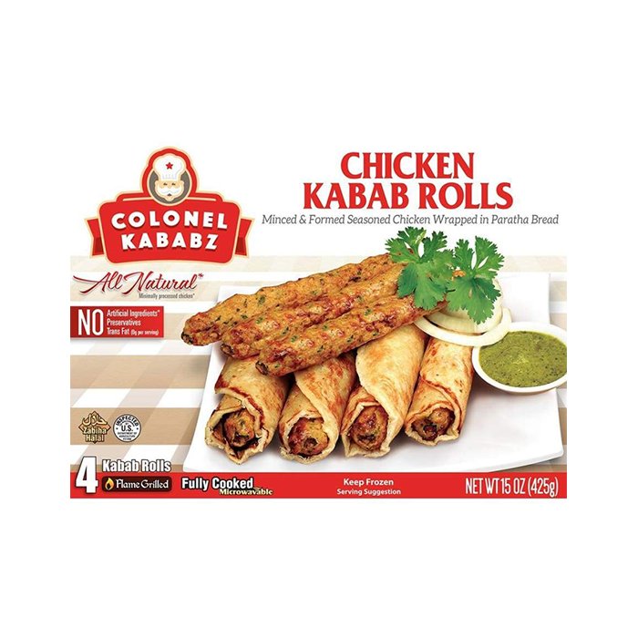 Colonel Kababz - Halal Chicken Kabab Rolls 425 Gm