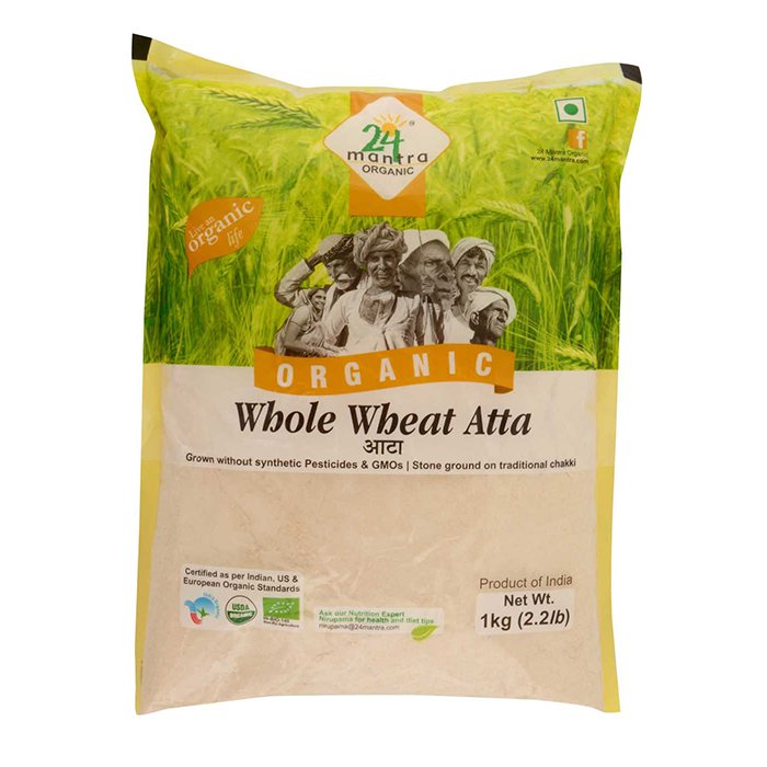 24 Mantra - Org Whole Wheat 1 Kg Flour 2.2 Lb